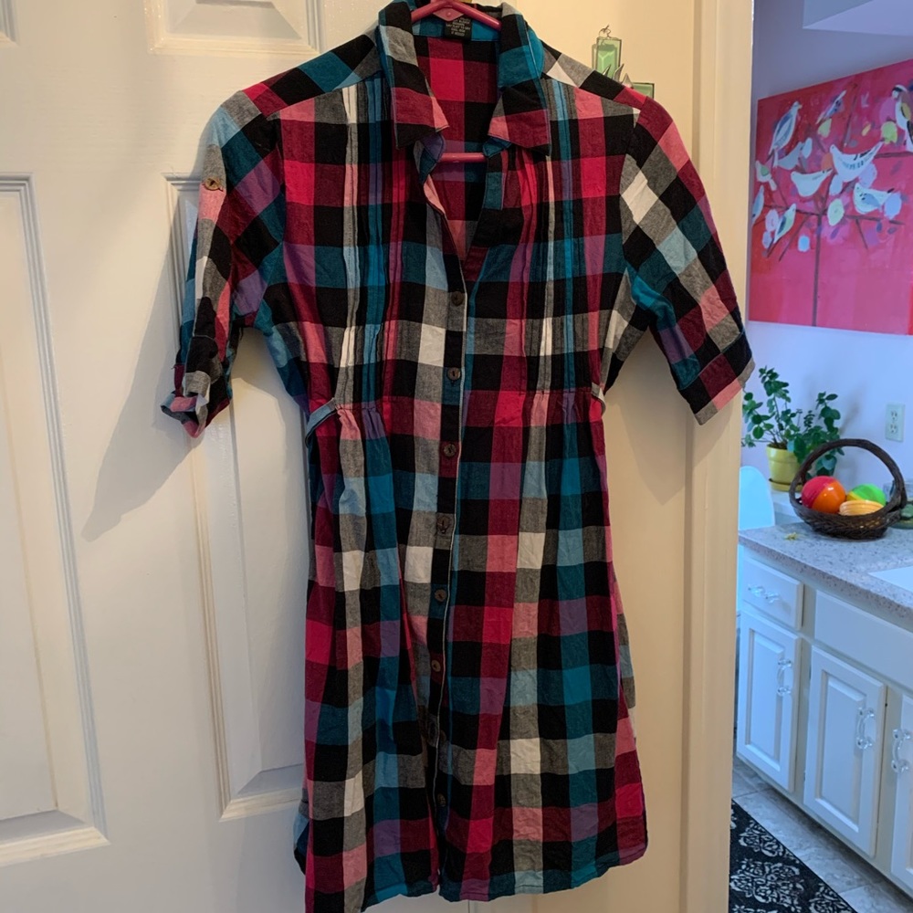 Plaid shirt dress
